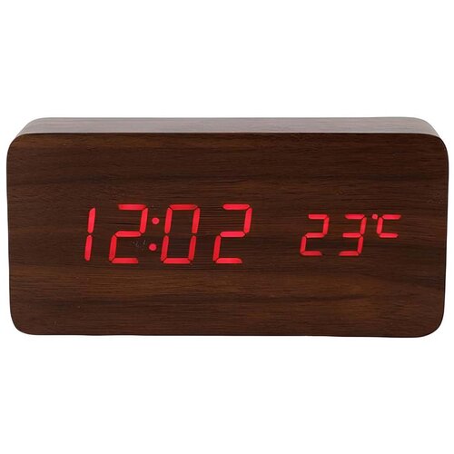 AVIZAR LED svetleča ura z prikazom datuma / časa / temperature, leseni dizajn, Rjava, (5000232126) Cene