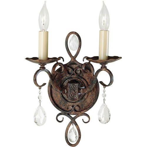 Elstead Lighting Chateau Stenska svetilka Feiss z 2 lučema, bronasta, moka, (22099232) Cene