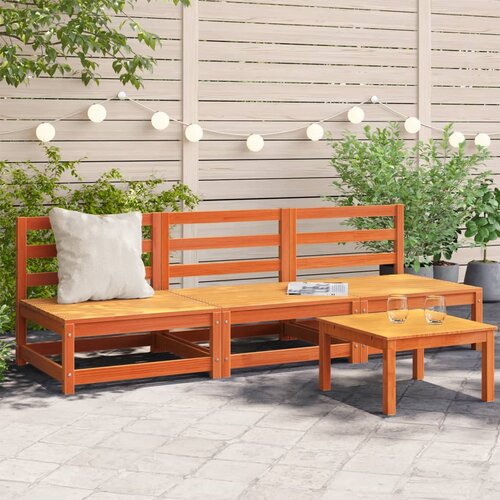 VidaXL Vrtne sofe bez naslona za ruke 3 kom smeđe 70x70x67cm borovina Slike