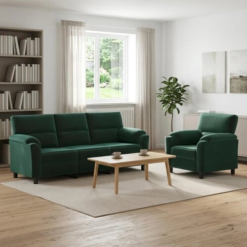 Set sofe 2 pcs Tamnozelena Bar&amp;scaron;un - Tamnozelena 1 sjedalo + trosjed Slike