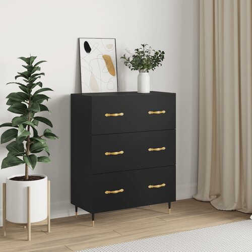  Komoda crna 69,5 x 34 x 90 cm od konstruiranog drva Slike