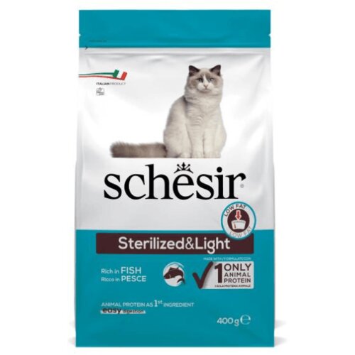 Schesir Cat Dry Sterilized & Light Fish - 400 g Cene