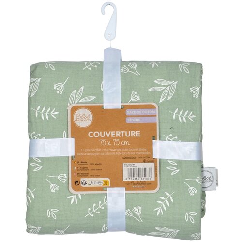 B&amp;eacute;b&amp;eacute; Douceur Zelena deka za bebe od muslina 75x75 cm &amp;ndash; Slike