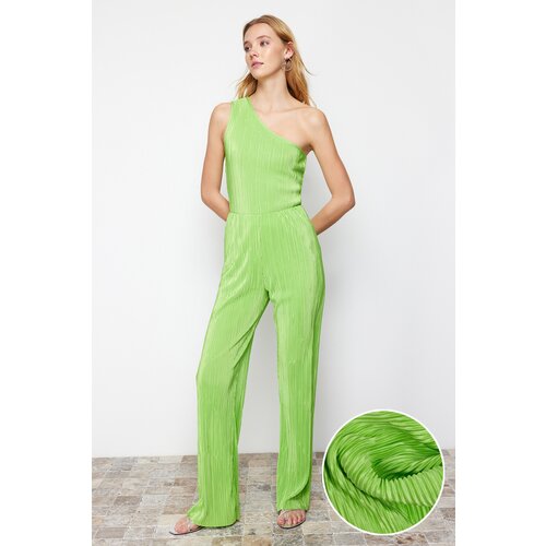 Trendyol Green Pleat Lined Stretch Knitted Trousers Cene