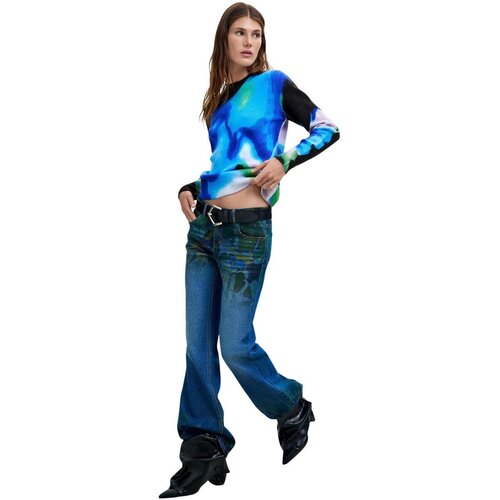 Desigual Puloverji JERS_CLOUDS_LACROIX 26WWJF03 Modra Slike