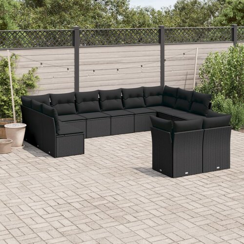  12-dijelni set vrtnih sofa od poliratana s jastucima crni Cijene