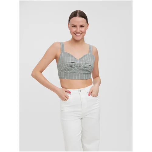 Vero Moda Light grey striped crop top for shoulder straps Serena - Women