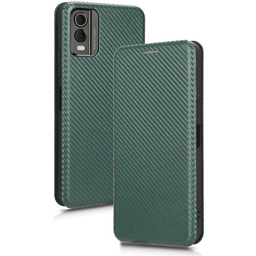 INORCO Za Nokia C32 PU usnjena torbica s teksturo iz ogljikovih vlaken, stojalo za telefon, (22035377) Cene
