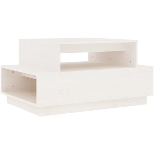 Maison Chic Klubska mizica - kavna mizica - Nizka mizica bela 80x55x40,5 cm trdna borovina, (21753531) Slike