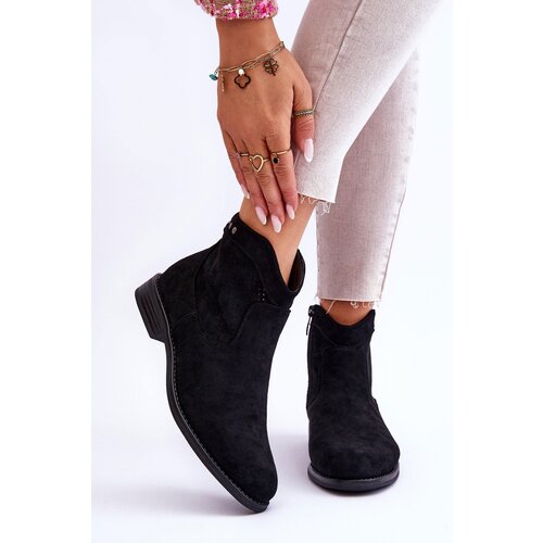 Kesi Women's Suede Boots with flat heels black Liana Cene