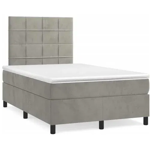 vidaXL Box spring postelja z vzmetnico svetlo siva 120x190 cm žamet