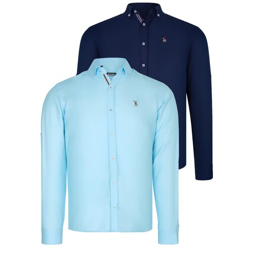 Dewberry DUAL SET G674 MENS SHIRT-NAVY BLUE-CYAN Slike