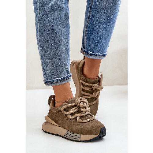 Boto Women&amp;#039;s Suede Sneakers On Platform With Thick Lacing Artiker Slike