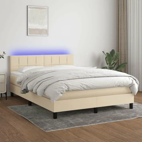  Box spring postelja z vzmetnico LED krem 140x200 cm blago, (20900101)