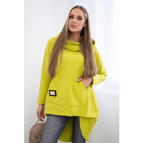 Kesi Sweatshirt with a long back and kiwi hood Cene