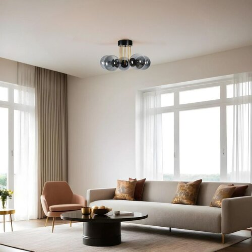 Opviq pablo 5 li siyah F&amp;uuml;me Camlı avize blackfume chandelier Slike