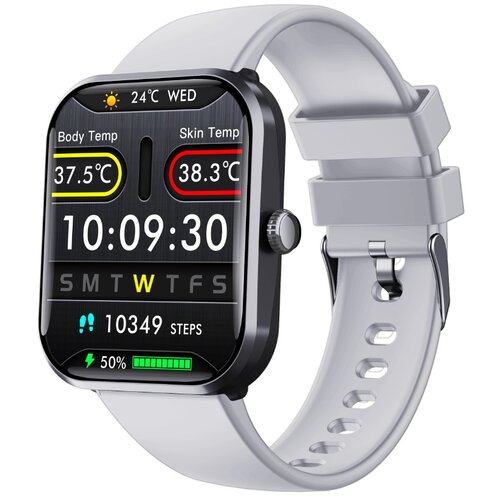 INF Smartwatch Black Silver Silicone Band &ndash; Body Temp, SpO2, Non-Invasive Blood Glucose, (5000263667) Cene