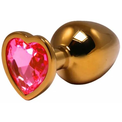 srednji zlatni analni dildo srce sa rozim dijamantom Slike