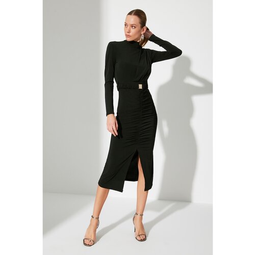 Trendyol Black Collar Knitted Dress Slike