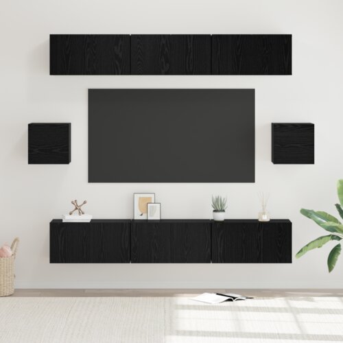  Komplet TV omaric 8 pcs Črni hrast 60 x 30 x 30 cm, (5000132771) Cene