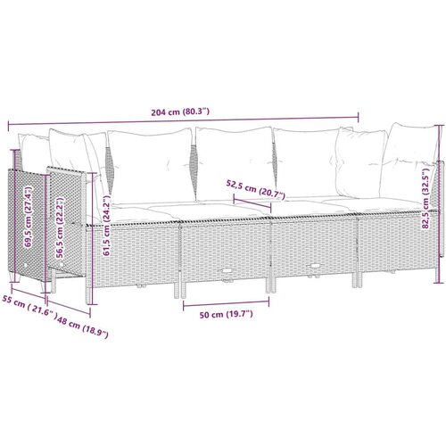  5-dijelni vrtni set sofa s jastucima bež od poliratana Slike