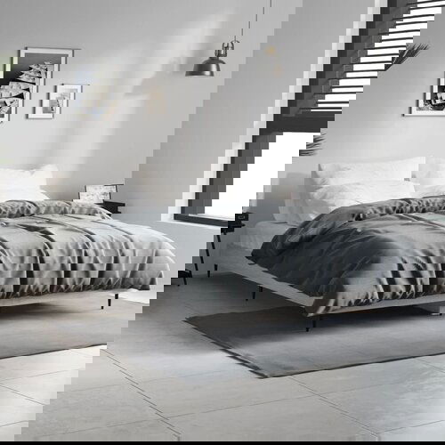 The Living Store Posteljni okvir siva sonoma 140x190 cm inženirski les - Posteljni Okvir, (21529923) Cene