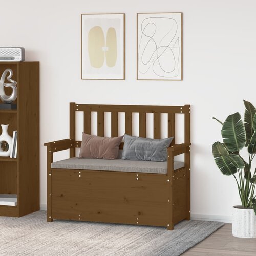 VidaXL Klupa smeđa boja meda 112,5x51,5x96,5 cm od masivne borovine Slike