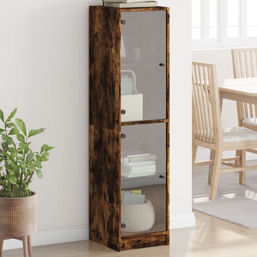vidaXL Visoka komoda sa staklenim vratima boja hrasta 35 x 37 x 142 cm Cene