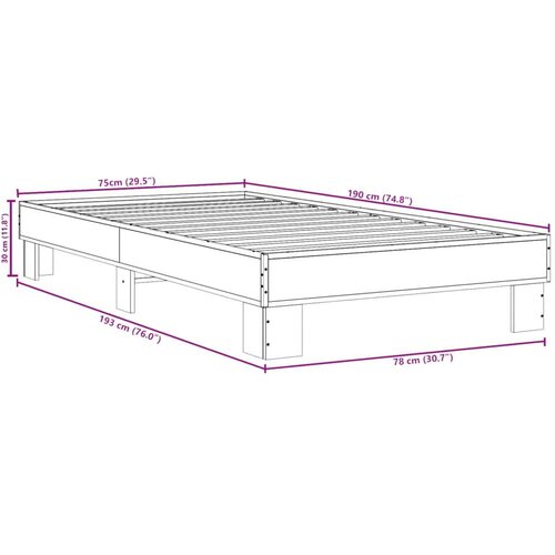 vidaXL Posteljni okvir siva sonoma 75x190 cm inženirski les in kovina, (21142458) Cene