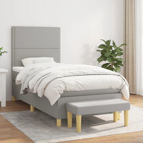 The Living Store Box spring postelja z vzmetnico svetlo siva 90x190 cm blago - Box Spring Postelja, (21515972) Slike
