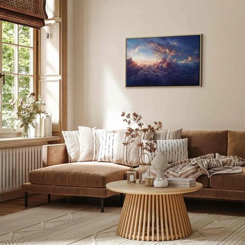  Slika - The Sun in Hiding: The Golden Face of the Sky Over a Cloudy Sea 120x80 U prirodnom drvenom okviru Slike