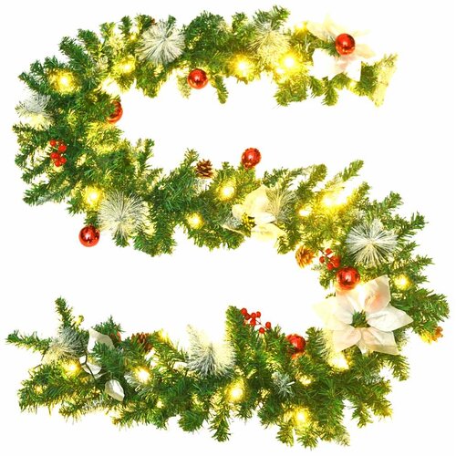  Božićna girlanda s LED svjetlima zelena 2,7 m PVC Slike