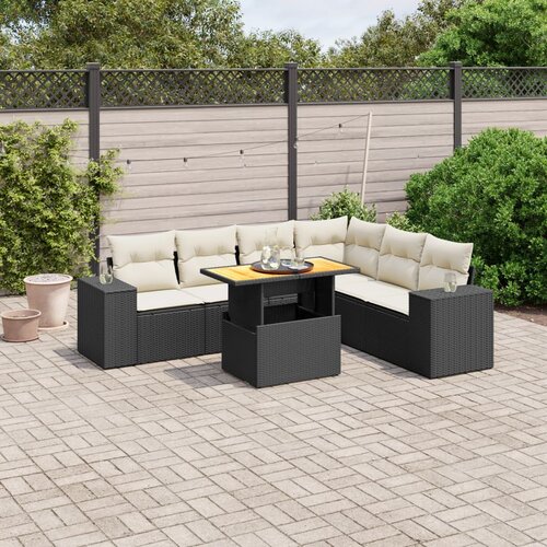 VidaXL 7-dijelni set vrtnih sofa od poliratana s jastucima crni Slike