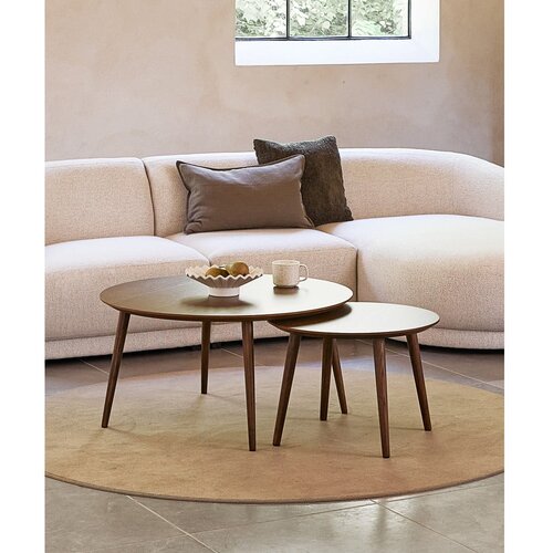 Unique Furniture Smeđi okrugli stolići za kavu u setu 2 kom u dekoru hrasta &amp;oslash; 88 cm Adda &amp;ndash; Slike