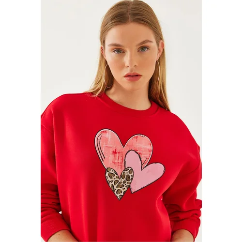 Bianco Lucci Women's Heart Printed Sweatshirt MBHS017