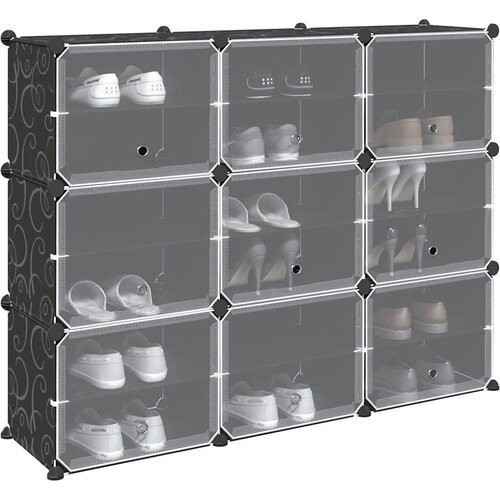 vidaXL Organizator za shranjevanje kock z 9 kockami in vrati Black PP Cene