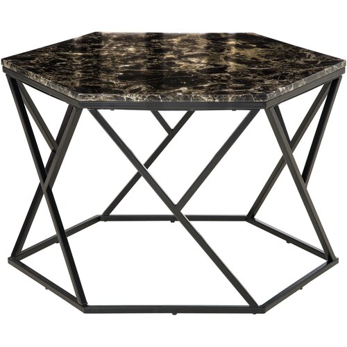 HOMCOM Moderna kavna mizica z vrhnjo stranico iz umetnega marmorja ter okvirjem iz MDF in jekla, 81 &amp;times; 70 &amp;times; 51,2 cm, črna, (20745582) Slike