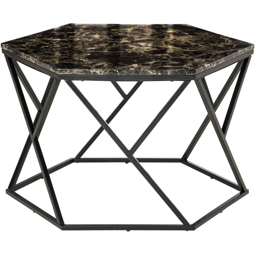 HOMCOM Moderna kavna mizica z vrhnjo stranico iz umetnega marmorja ter okvirjem iz MDF in jekla, 81 × 70 × 51,2 cm, črna, (20745582)