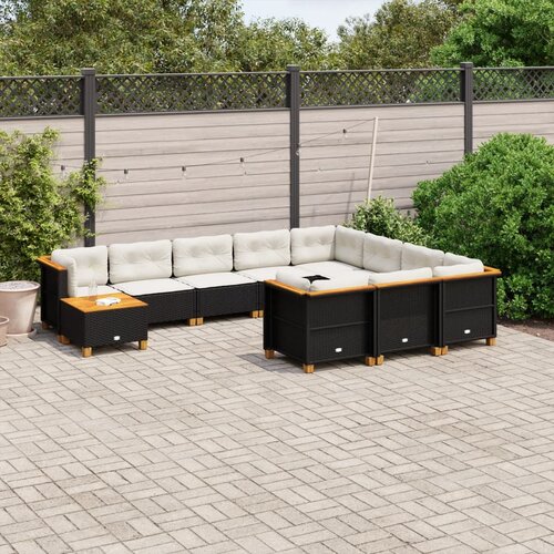  11-dijelni set vrtnih sofa od poliratana s jastucima crni 55 x 55 x 36 cm Slike