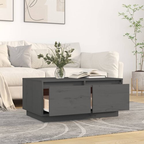  Stolić za kavu sivi 80 x 50 x 35 cm od masivne borovine Slike