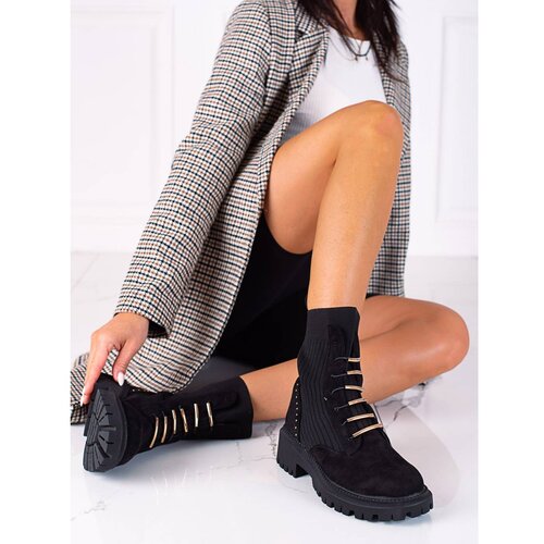 SHELOVET Black suede tied workers Slike