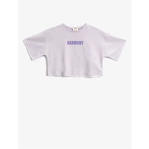 Koton Crop T-Shirt Printed Short Sleeve Crew Neck Cotton