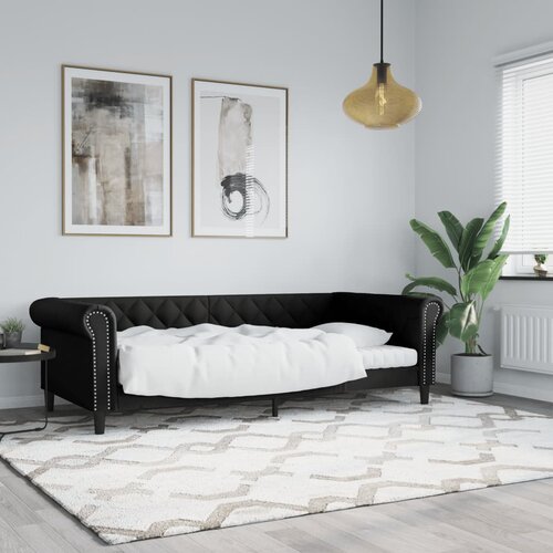  Dnevni krevet crni 90 x 190 cm od umjetne kože Cene