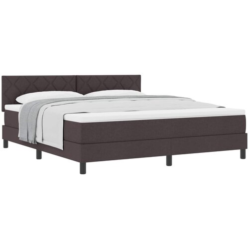 VidaXL Box spring krevet Tamno smeđa 180 x 200 cm tkanina - Tamno smeđa 180 x 200 cm Dizajn s rombovima Slike