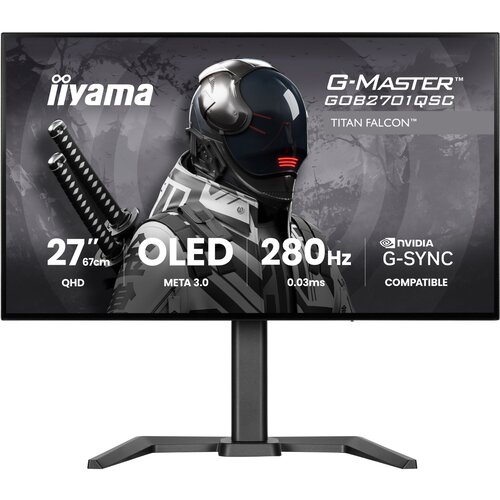 Iiyama monitor 27&amp;quot; GOB2701QSC-B1 ips oled 2560x1440/280Hz/0.03ms/HDMI/DP/pivot Slike