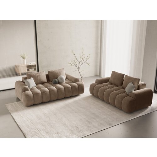 Cosmopolitan Design Svetlo rjava žametna sedežna garnitura 175 cm Linz &amp;ndash; Slike