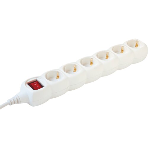 Home Produžni kabel, 6 utičnice, prekidač, 1.5mm², 5 met, beli - NV 6K-5/WH/1,5 Cene