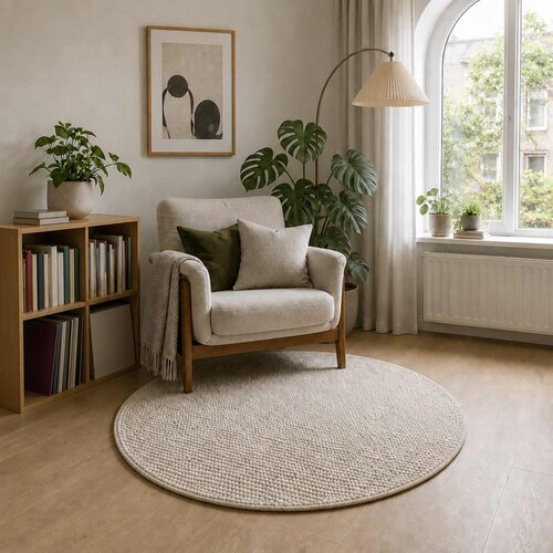  Tepih Krem Ø 120 cm 100% poliester 3 mm Mogu se prati Cene
