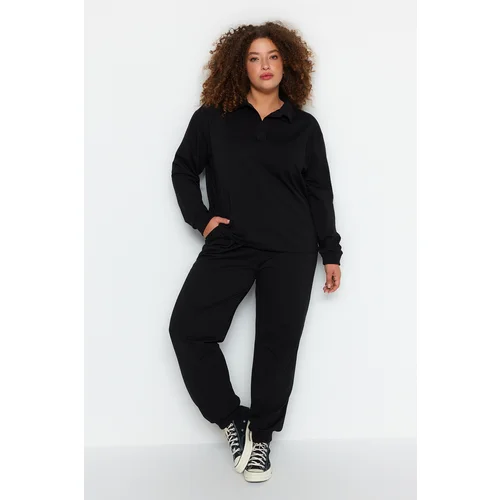 Trendyol Curve Black Thin Knitted Tracksuit Set