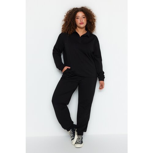 Trendyol Curve Black Thin Knitted Tracksuit Set Slike